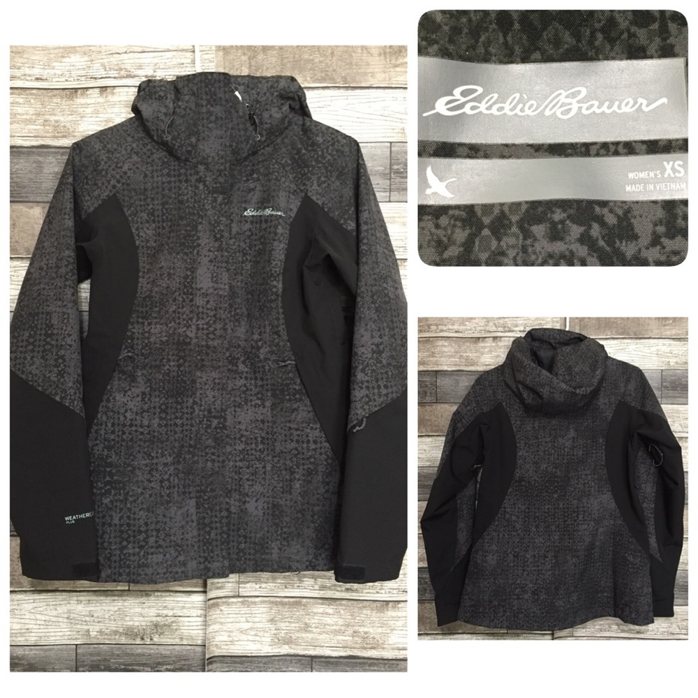 Eddie Bauer Weatheredge Plus Jacket Women’s XS Black Gray Ski Snowboarding
